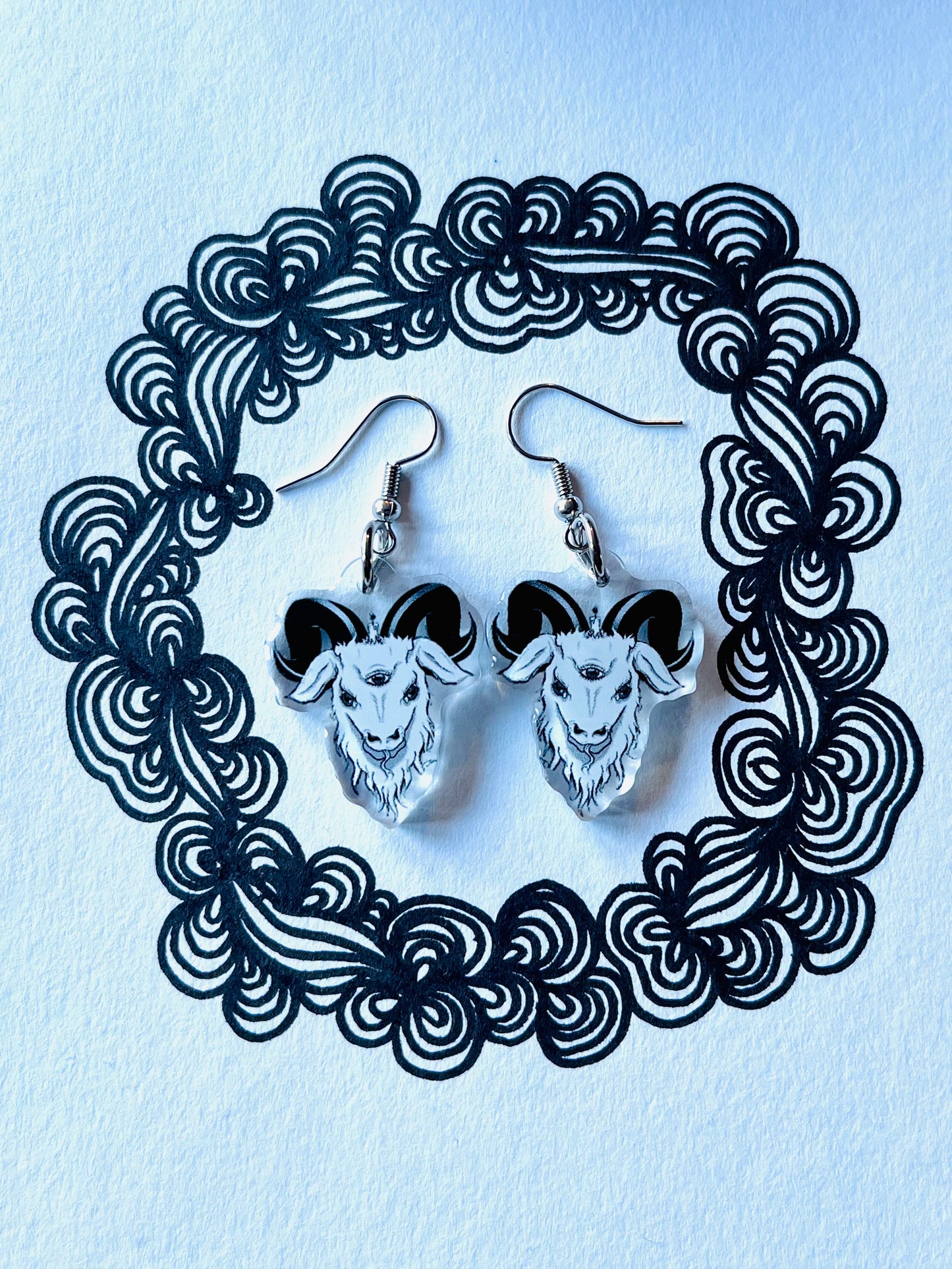 Baphomet Silver Dangle Earrings