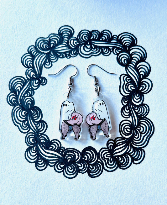 Edna the Ghost Silver Dangle Earrings