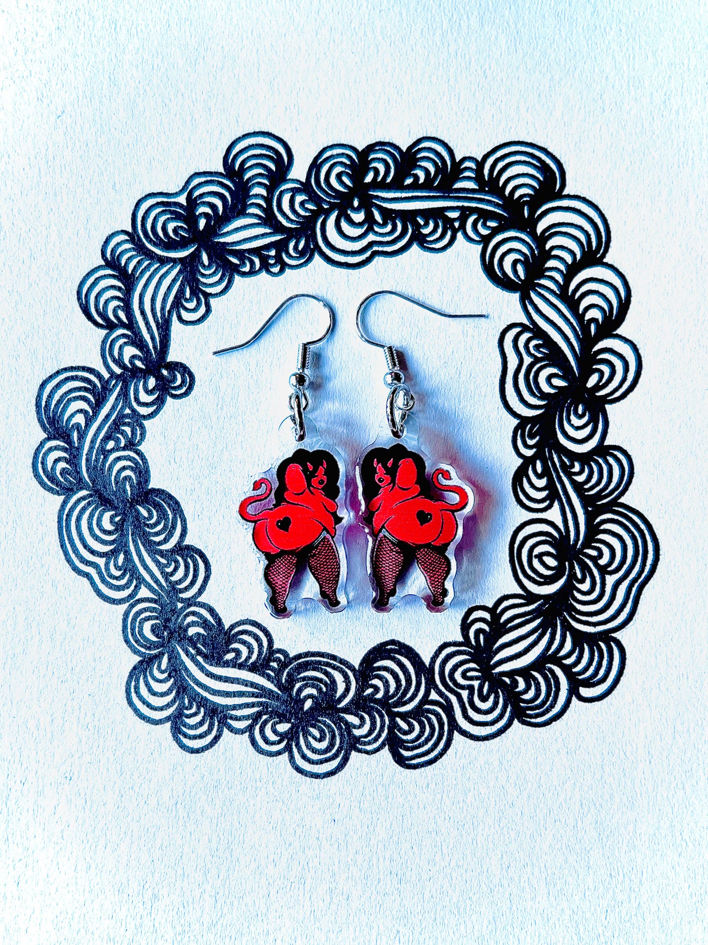 Luci the Devil Silver Dangle Earrings